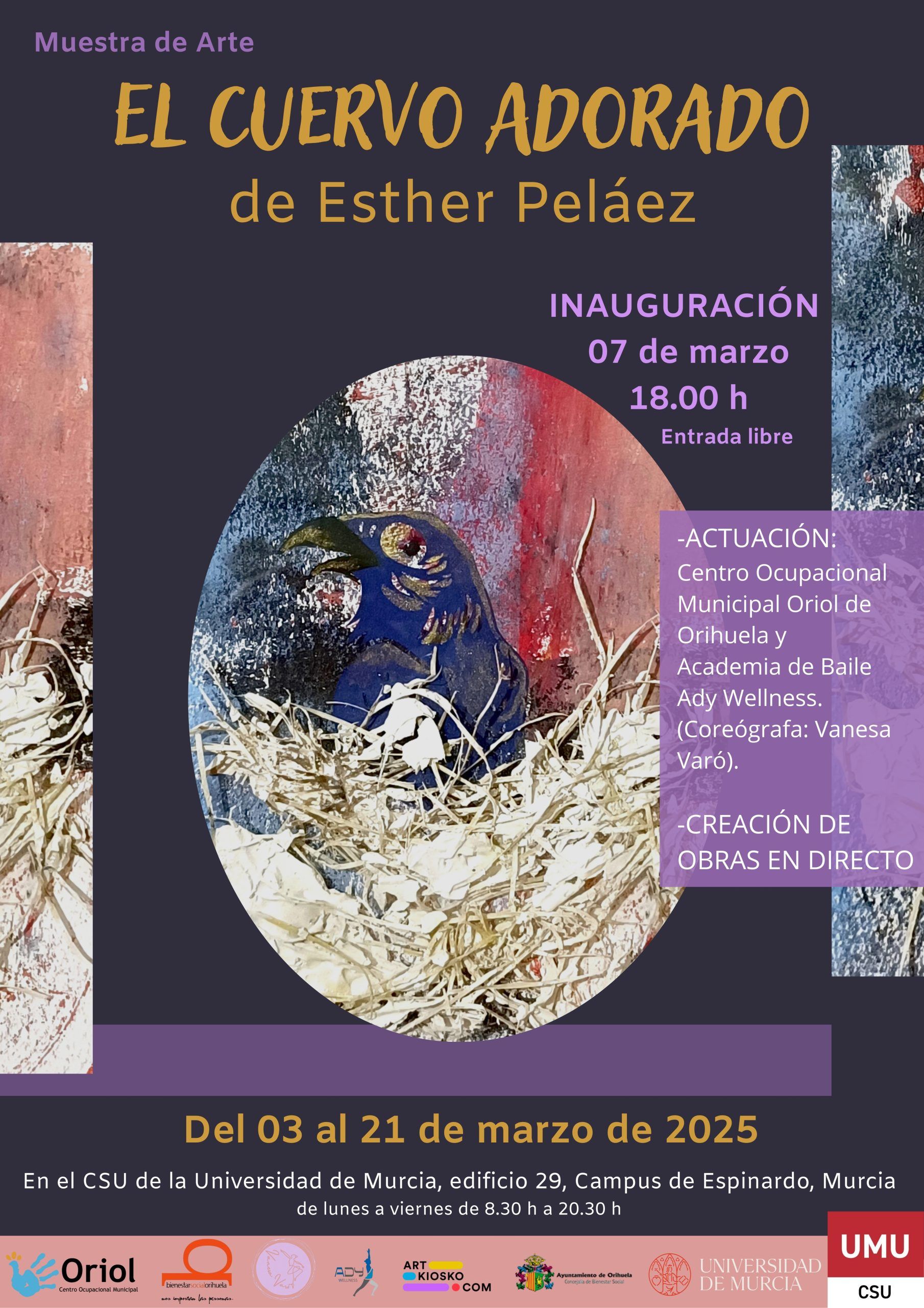 EL CUERVO ADORADO de ESTHER PELÁEZ (CSU, Universidad de Murcia, Campus de Espinardo) Hasta el 21 de marzo de 2025